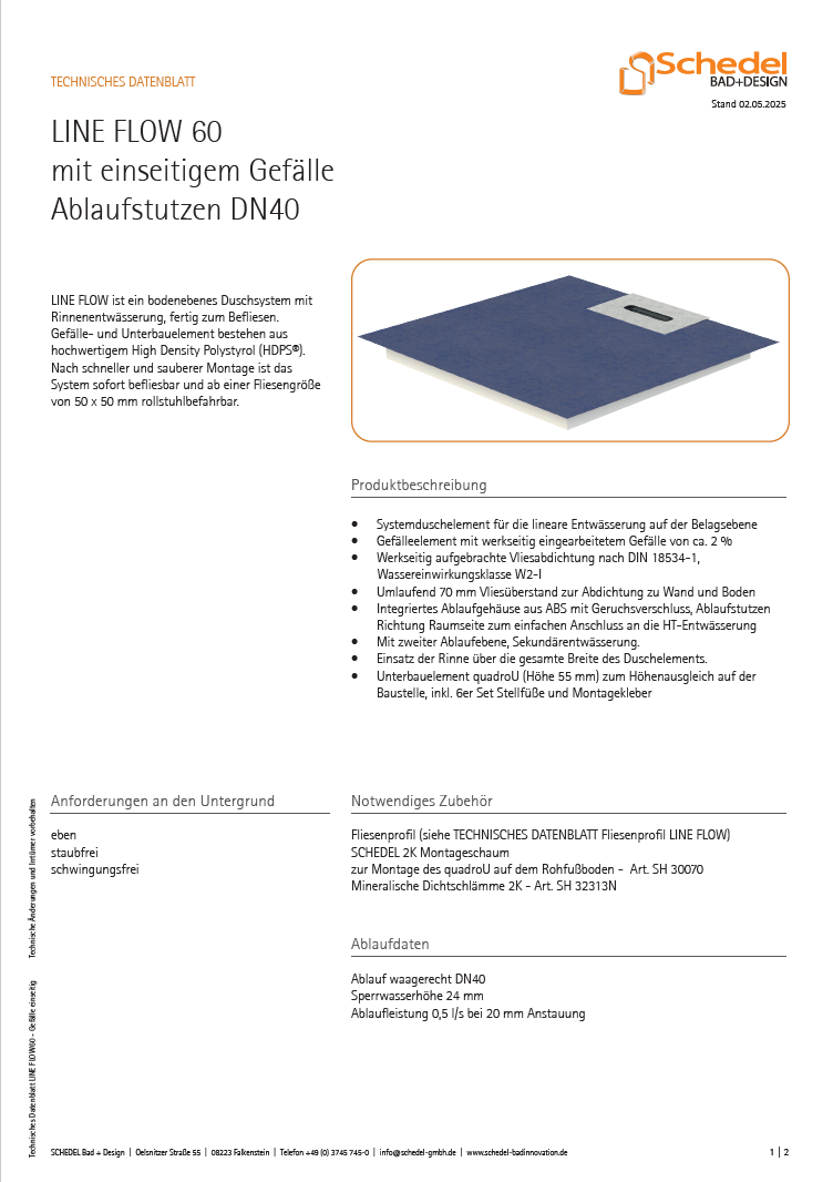 LINE FLOW 60 - Gefälle einseitig