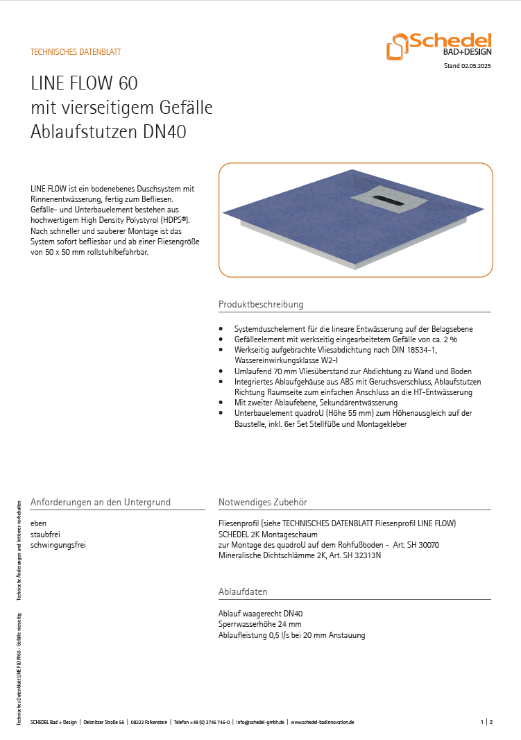 LINE FLOW 60 - Gefälle vierseitig