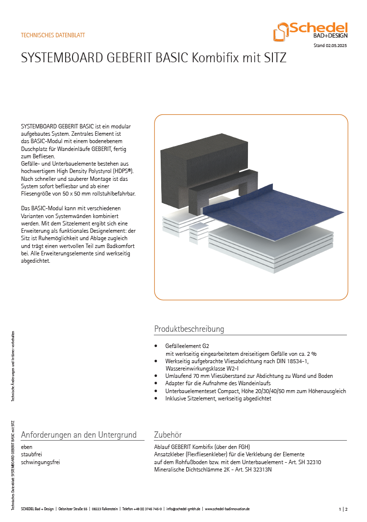 Systemboard GEBERIT BASIC Kombifix mit Sitz